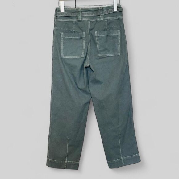 Anthropologie Wrap Waist Paper Bag Crop Pants Slate Green Size 25 - Picture 2 of 3